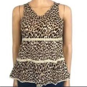 Love Fire Animal Print Lace Layered Tank Top Size XL